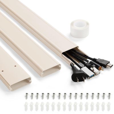 47in(3 x L15.7in) TV Cord Hider, YCLYC Cord Hider for Wall Mount TV, Large Cable Hider, Paintable Wire Covers for Cords, Cable Management Cord Organizer, Wire Hiders for TV on Wall W2 x H0.7in, Beige