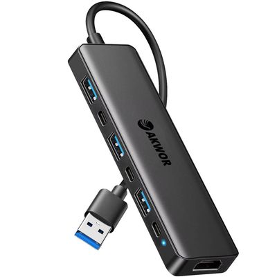 USB 3.0 to HDMI Adapter, USB 3.0 Hub with HDMI 1080P, USB-A&C Data & Power Ports, Docking Station Extender for Monitor, PC, Laptop, Desktop Support Windows 7/8/10 & Mac OS