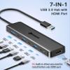 USB 3.0 to HDMI Adapter, USB 3.0 Hub with HDMI 1080P, USB-A&C Data & Power Ports, Docking Station Extender for Monitor, PC, Laptop, Desktop Support Windows 7/8/10 & Mac OS view 2