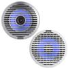 Kicker 51KM614FL 6.5-Inch (165mm) Thin-Mount Marine Coaxial Speakers with RGB LED, 4-Ohm, White & Silver Grilles Included view 1