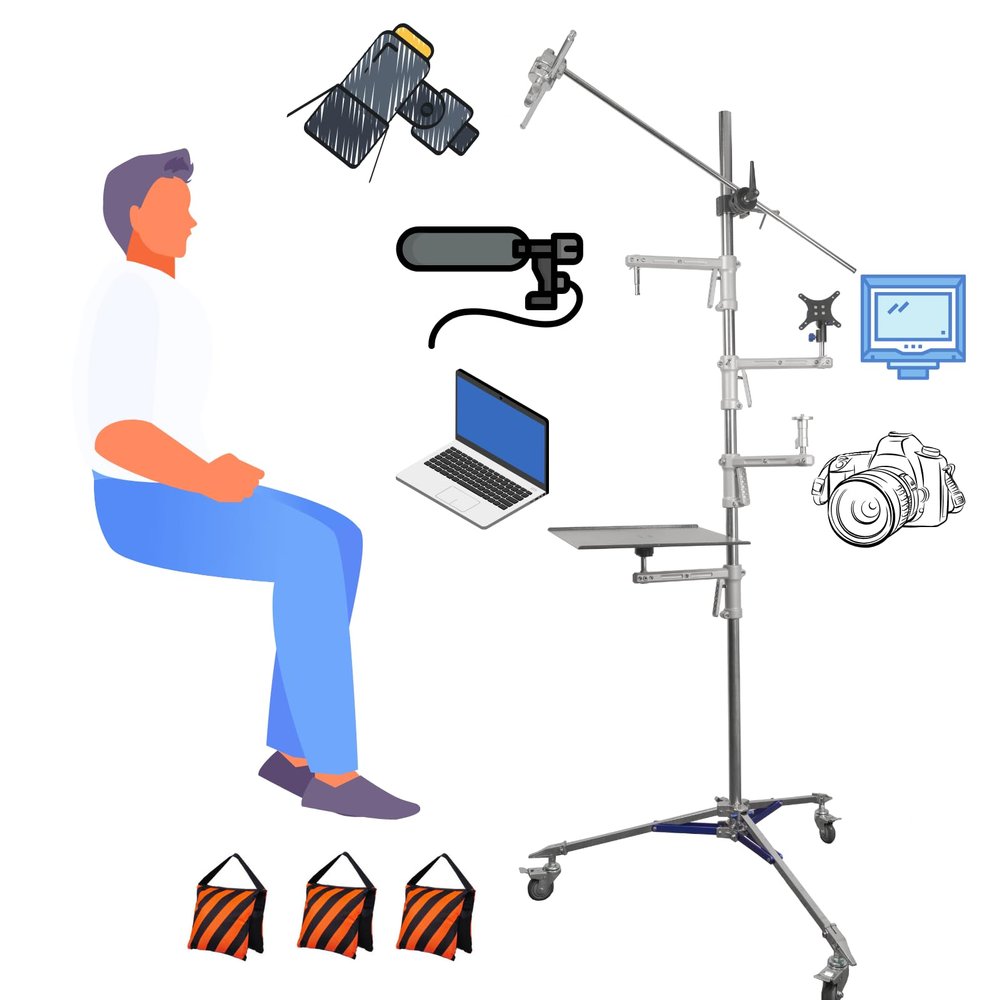 All in One Camera Stand Setup for Video Creators,Mobile Shooting Device Tree for Youtuber/Instgram/Tiktok/Vlogger/Live Mount Camera/Mic/Light/Monitor etc-55lbs Payload