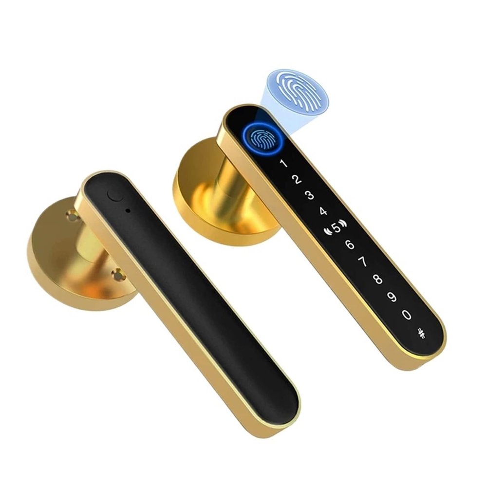 YAXRO T2 Tuya App Mobile Smart Lock Control Intelligent Biometric Identification Fingerprint Password Single Lock Wooden Door(Silver Tuya)