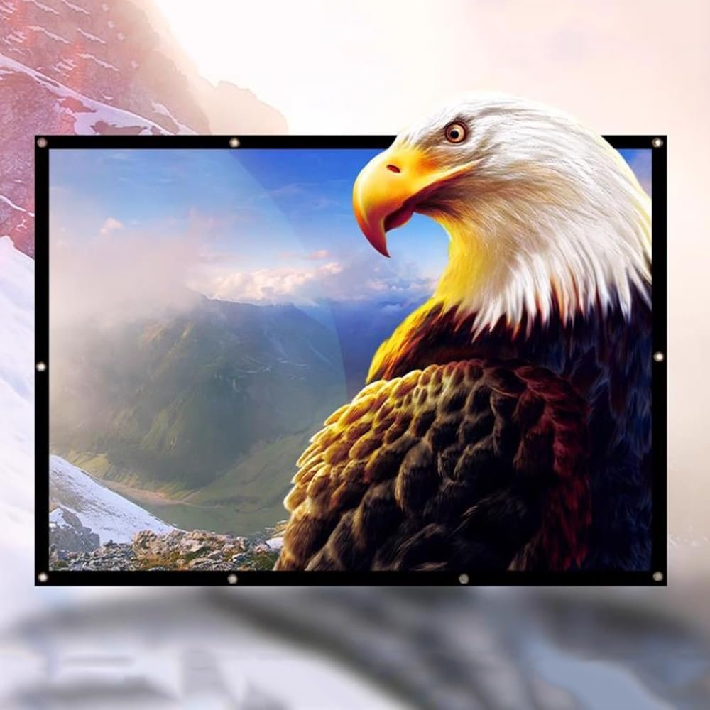 ZYXQQJ Indoor/Outdoor Projection Screen 60" 80" 150" 200" 250" Portable Projector Movie Screen 16:9 Foldable Anti-Crease Screen(16:9,300inch)