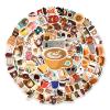 100pcs Unique Coffee Stickers Pack - Vinyl Waterproof Cafe Stickers for Water Bottles Planners Laptops Kindles, Funny Cafe Mug Sticker for Scrapbooking DIY Coffees Shop Scene Mug Decoration view 2
