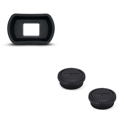 Long Soft EF Eyecup Eyepiece Viewfinder & 2-Pack EF/EF-S Mount Body Cap Rear Lens Cover for Canon EOS Rebel T7 T6 T5 T8i T7i T6s T6i T5i SL3 SL2 90D 80D 77D 70D 60D 5D Mark II 6D Mark II & More Camera