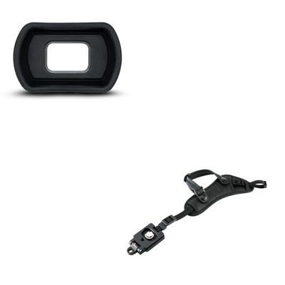 Long Soft Eyecup Eyepiece Viewfinder Cover & Microfiber Padded Hand Strap for Nikon D780 D750 D7500 D7200 D7100 D7000 D5200 D5100 D3500 D3400 D3300 D3200 D610 D600 Cameras