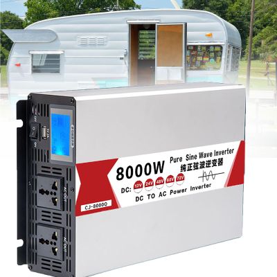 Pure Sine Wave Inverter 4000W 8000W Pure Sine Wave Car Inverter DC 12V/ 24V/ 48V/ 60V to AC 110V 220V Voltage Converter with Socket LCD Digital Display Converter,8000W-60V