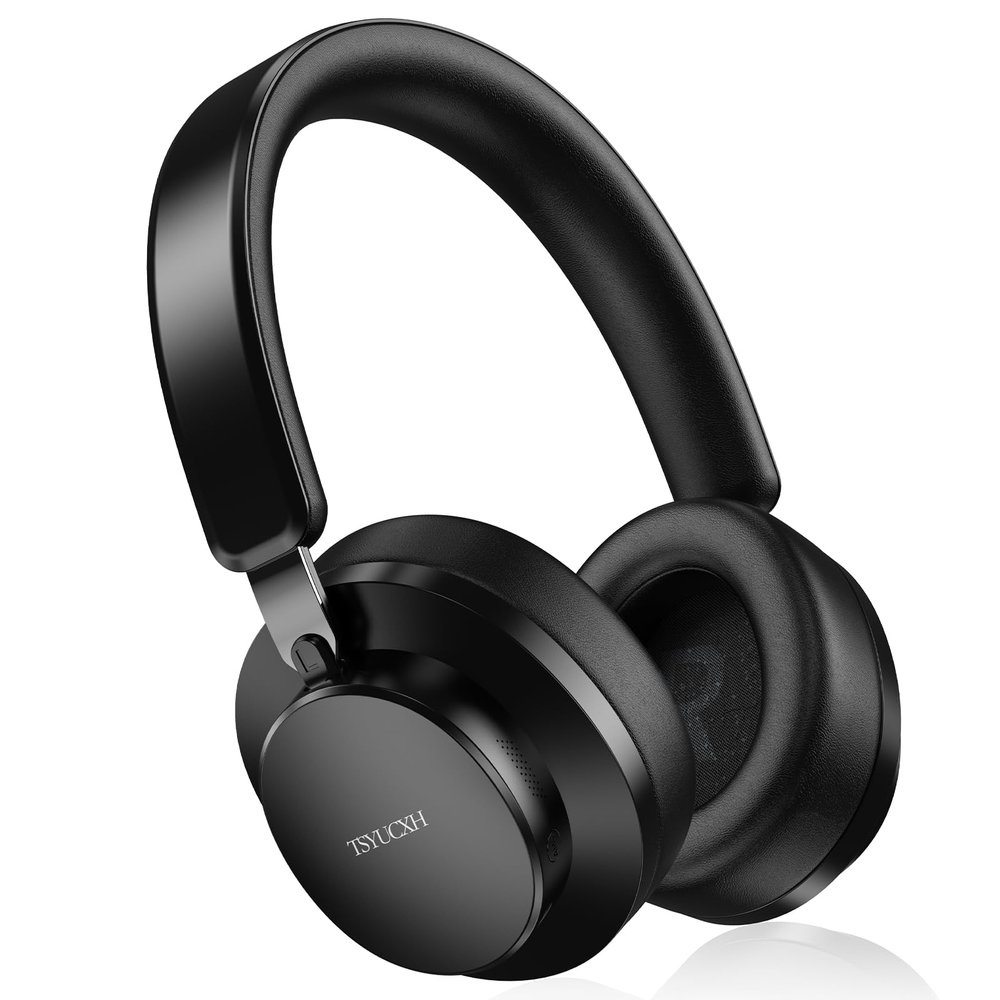 Over Ear Headphones Wireless Bluetooth, Noise Cancelling Headphones Bluetooth with Microphone, Cancelling Wireless Headphone Over Ear, 65h Playtime, Clear Calls, Comfort Fit For Travel (Black)