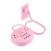 Pink Extension Cord with Surge Protected 1080J - 5 FT Kawaii Power Strip, 1625W Cute Extension Cord with 3 AC Outlet 4 USB (24W/4.8A), Compact for Cute Pink Kawaii Desk Home Essentials view 1