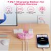 Pink Extension Cord with Surge Protected 1080J - 5 FT Kawaii Power Strip, 1625W Cute Extension Cord with 3 AC Outlet 4 USB (24W/4.8A), Compact for Cute Pink Kawaii Desk Home Essentials view 2
