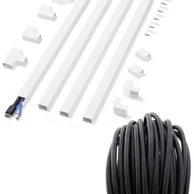 ZhiYo Cord Covers for Wires on Wall Extra-Long, 13.12ft & 100 FT 1/4 Wire Loom Bundle