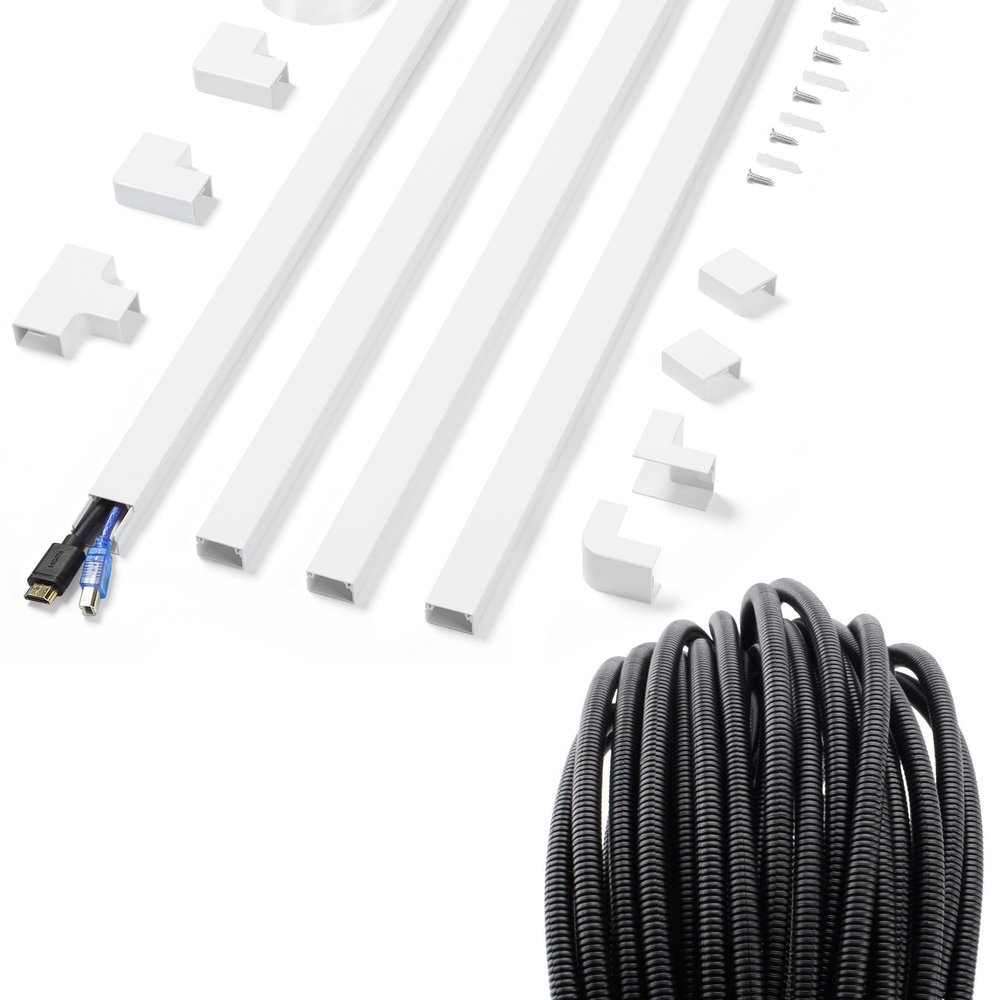 ZhiYo Cord Covers for Wires on Wall Extra-Long, 13.12ft & 100 FT 1/4 Wire Loom Bundle
