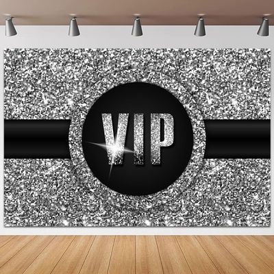 ASDCXZ 10x6.5ft VIP Backdrop Glitter Red Carpet Event Photography Background Black Silver Special Guest Film Show Music Party Banner Decorations Baby Shower Kids Birthday Parties Photo Booth Prop