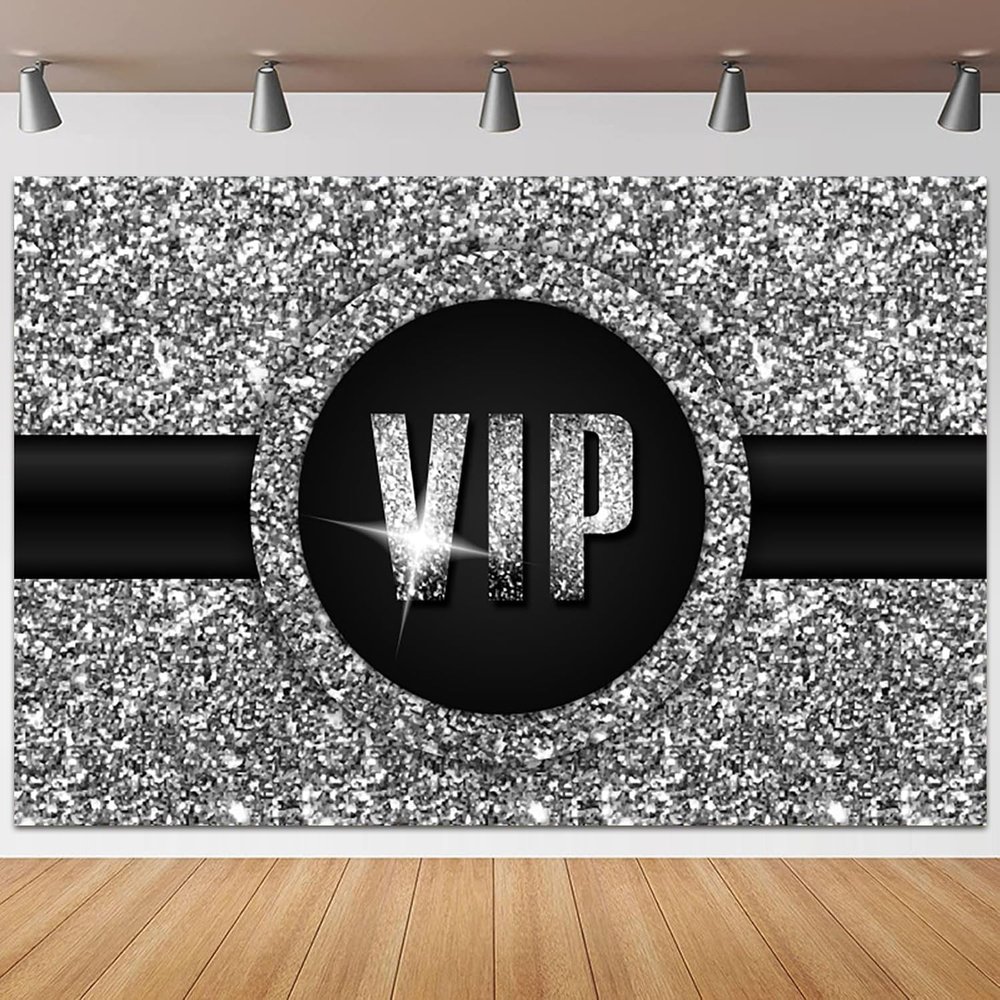 ASDCXZ 10x6.5ft VIP Backdrop Glitter Red Carpet Event Photography Background Black Silver Special Guest Film Show Music Party Banner Decorations Baby Shower Kids Birthday Parties Photo Booth Prop