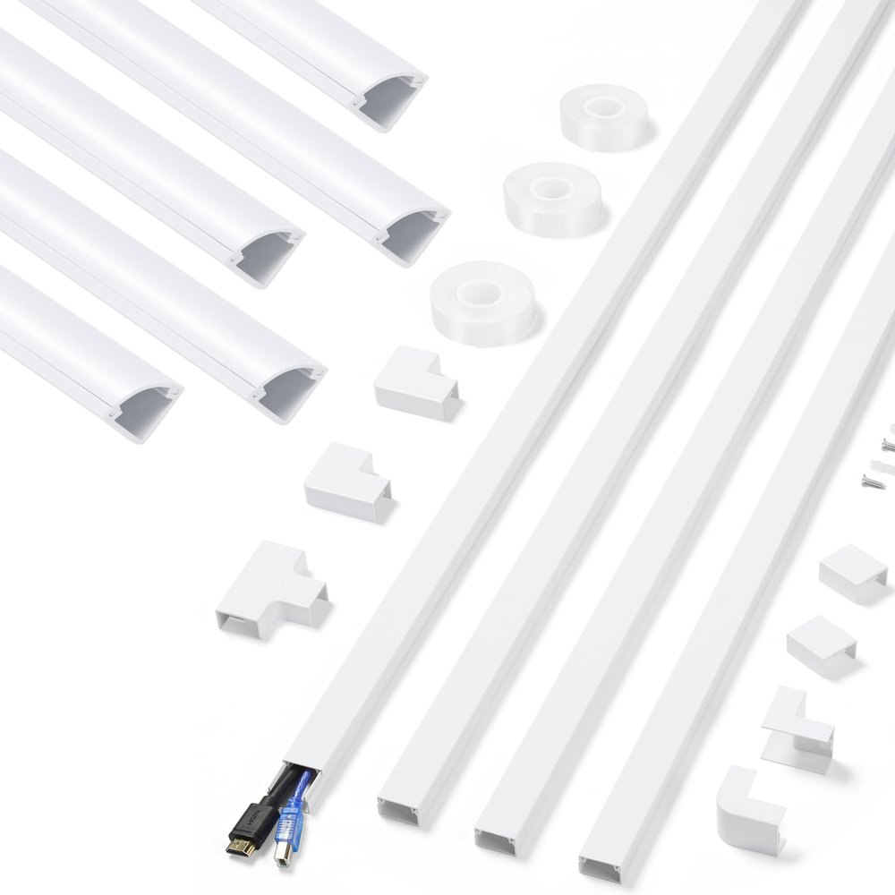 ZhiYo Cord Covers for Wires on Wall Extra-Long, 13.12ft & 85in Corner Cable Concealer Bundle