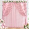 Dusty Rose Chiffon Background DrapesSheer Fabric 30ft x 10ft Backdrop Curtain for Bridal Shower Baby Shower Party Decorations view 1