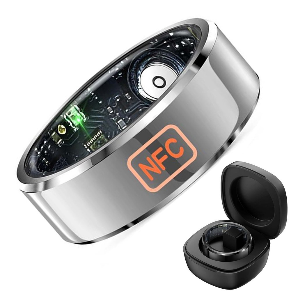 HFDJRWK Tracker Smart Ring Sleep Monitor Suitable for Exercise Distance and Calories Compatible with Android iOS(Silver,10#)