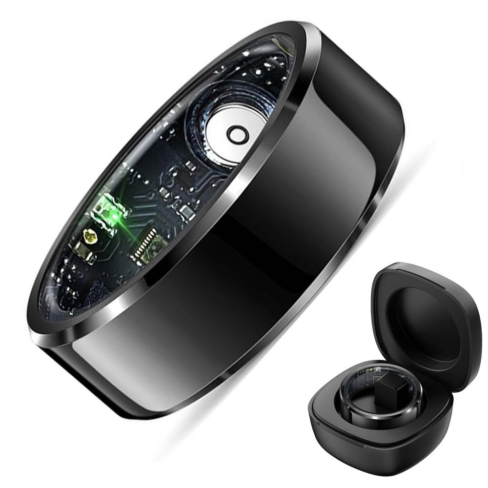 HFDJRWK Tracker Smart Ring Sleep Monitor Suitable for Exercise Distance and Calories Compatible with Android iOS(Black,8#)