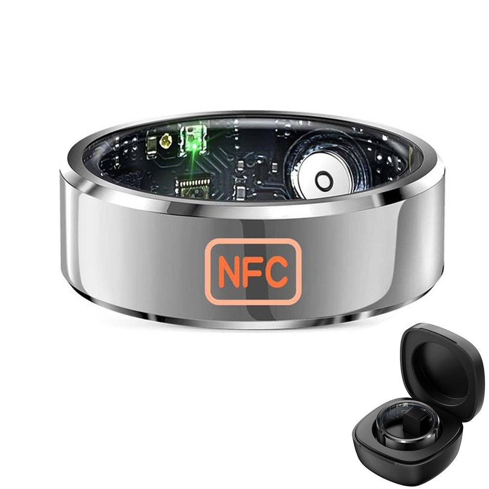 HFDJRWK Smart Ring Health Tracker Sleep Monitor Ring Pedometer Ip68 Waterproof Compatible with Android and iOS(Silver,10#)