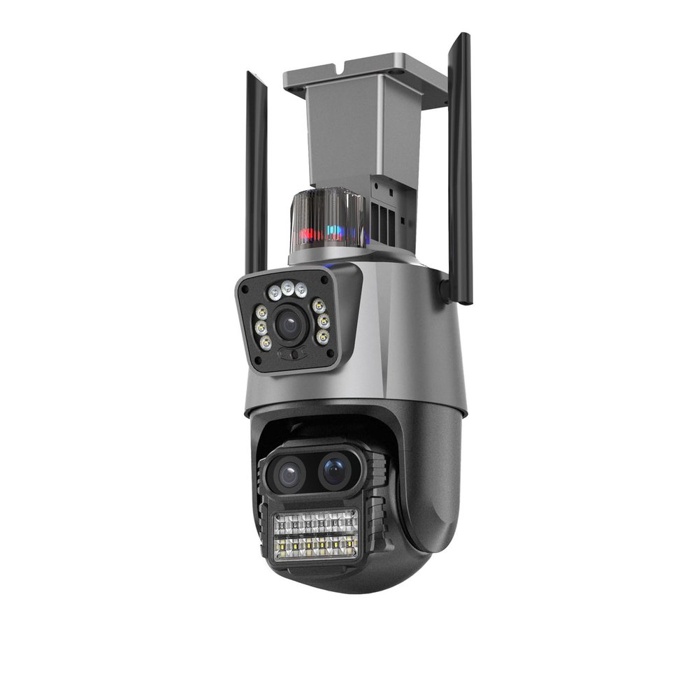 Security Camera Outdoor, 9MP PTZ Wifi Camera Three Lens with Dual Screen Multiple Ai Human Detect Wireless Outdoor Surveillance,With 32g card