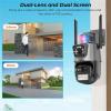 Security Camera Outdoor, 9MP PTZ Wifi Camera Three Lens with Dual Screen Multiple Ai Human Detect Wireless Outdoor Surveillance,With 32g card view 4