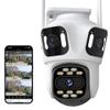 8MP Security Camera Outdoor, HD Three Screen External Wifi Camera Outdoor Dual Lens Auto Tracking Security PTZ Cam Video Surveillance,Add 32g view 1