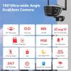 8MP Poe Security Camera System,4G Outdoor Wifi Surveillance Camera POE Dual Lens 180 Ultra Wide Angle Color Night Vision Security Camera,Poe wifi 64g tf view 3
