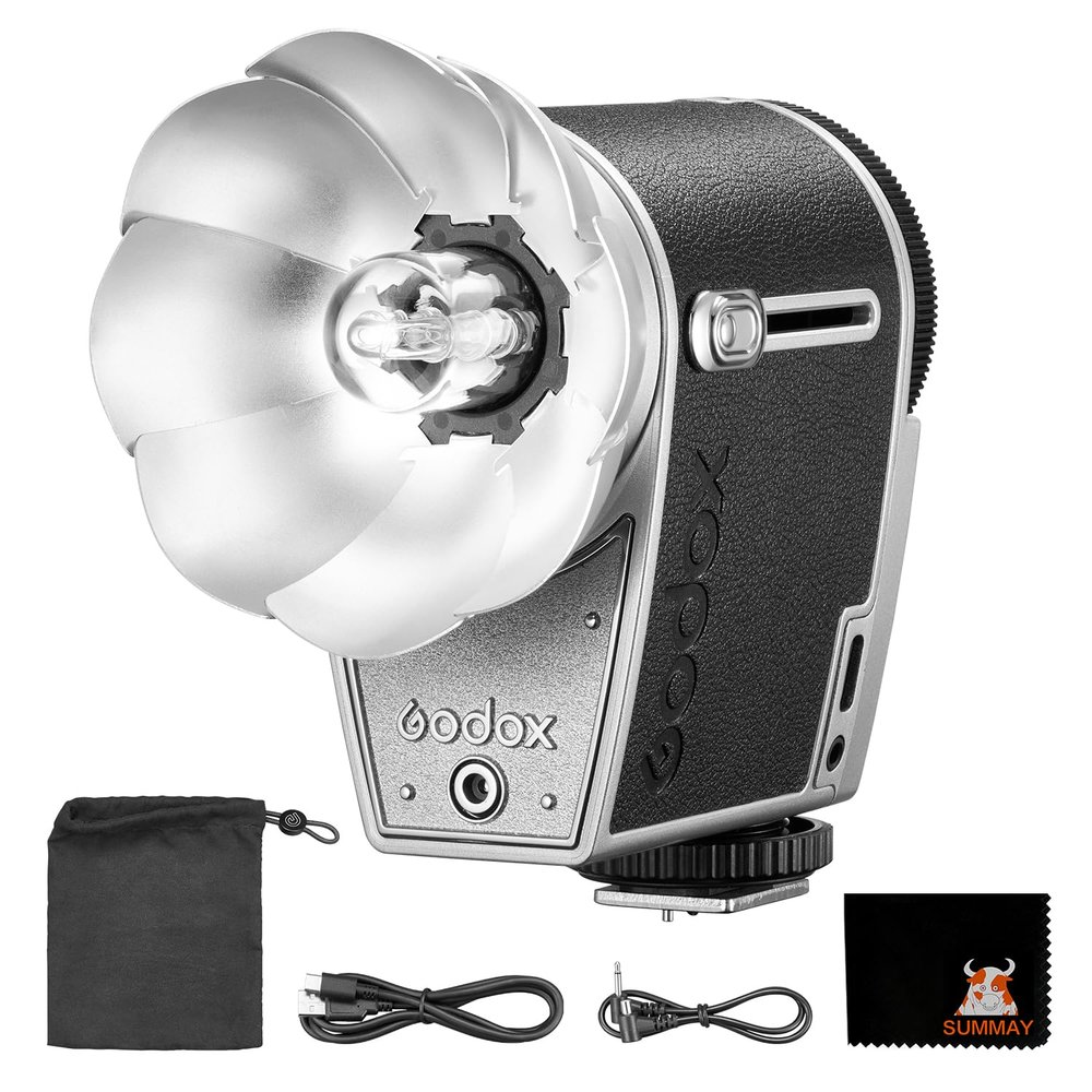 GODOX Lux Cadet Retro Camera Flash 6200K300K GN10 1/1-1/64 7 Steps Flash Power 28mm Focal Length Compatible with Canon Nikon Sony Fujifilm Cameras