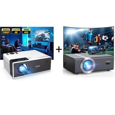 FUDONI Projector with WiFi and Bluetooth, [Electric Focus/Auto Keystone] Native 1080P 15000L-20000L 4K Supported 1080P Max 300" Display Zoom