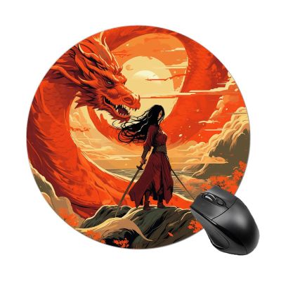 Round Mousepad with Non-Slip Rubber Base Long Hair Woman Mouse-Mat with Stitched Edge Gaming Mousepad for Wireless Mouses Computer Laptop Home Office Desk Pad 7.8 X 7.8 Inch