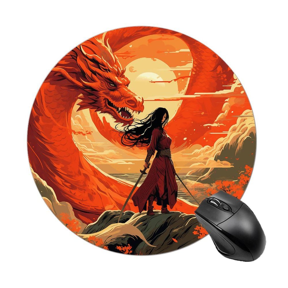 Round Mousepad with Non-Slip Rubber Base Long Hair Woman Mouse-Mat with Stitched Edge Gaming Mousepad for Wireless Mouses Computer Laptop Home Office Desk Pad 7.8 X 7.8 Inch