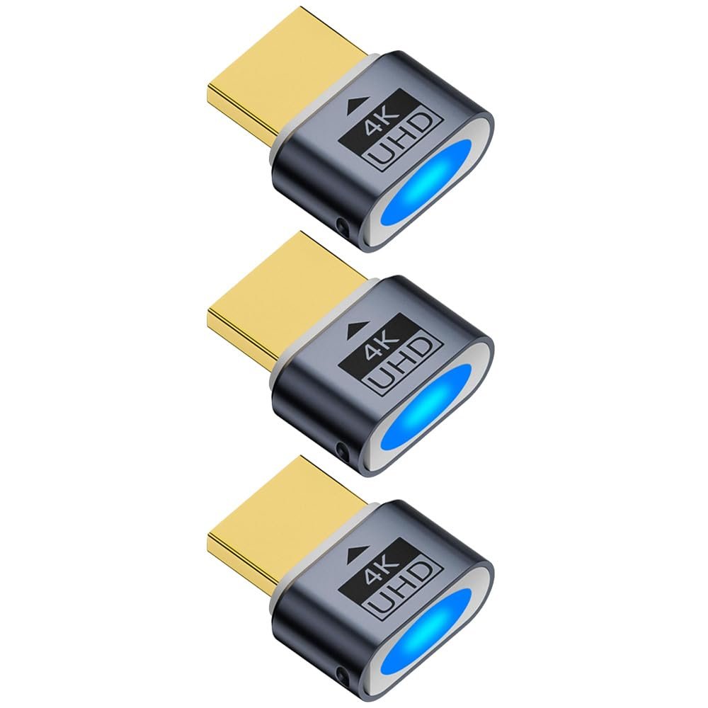 4K HDMI Dummy Plug Display Emulator Headless Ghost Adapter Compatible with Windows Mac OSX Linux Support 4kx2k 2160P 1080p for Computer Desktop 3 Pack