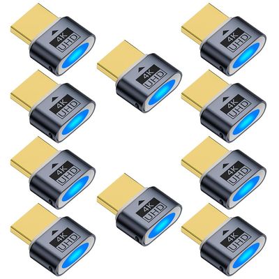 4K HDMI Dummy Plug Display Emulator Headless Ghost Adapter Compatible with Windows Mac OSX Linux Support 4kx2k 2160P 1080p for Computer Desktop 10 Pack