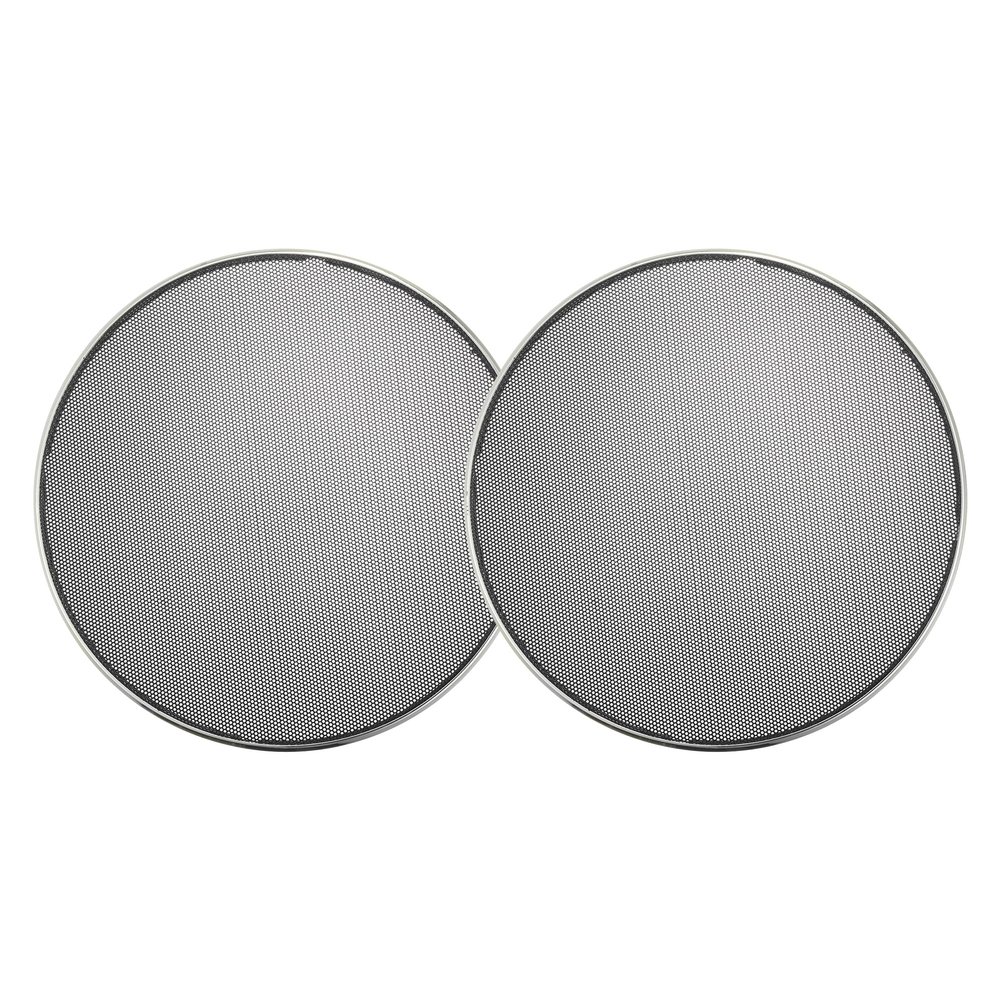 ACROPIX Universal 8" Car Speaker Grills Cover Mesh Round 8 Inch Audio Speaker Subwoofer Guard Protector Case Iron Plating Silver Tone Black - Pack of 2