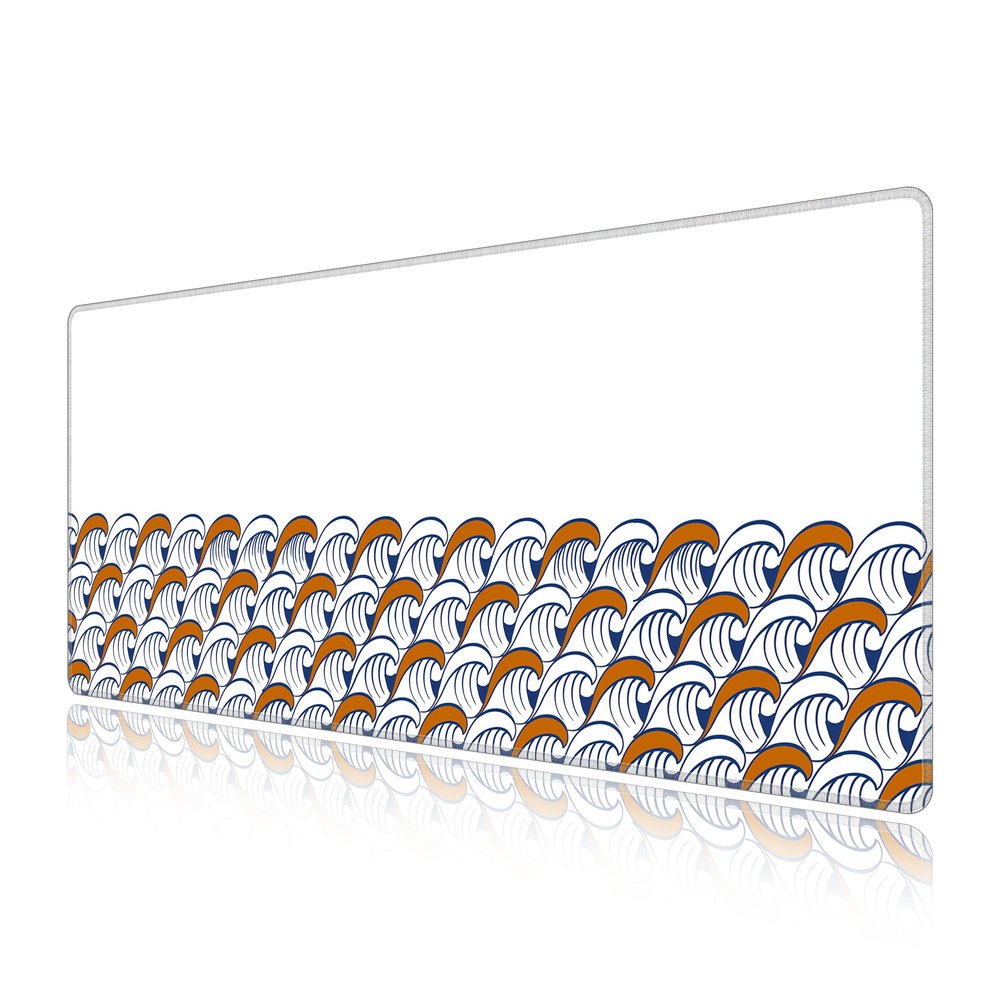 LL-COEUR Sea Wave Large Gaming Mouse Pad 27.5"x11.8"x0.12" Long Computer Mouse Mat with Non-Slip Base Stitched Edges Office Desk Accessories Gifts