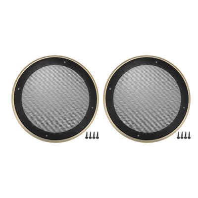 ACROPIX Universal 8" Car Speaker Grills Cover Mesh Round 8 Inch Audio Speaker Subwoofer Guard Protector Case with Mounting Screws Iron ABS Gold Tone Black - Pack of 2