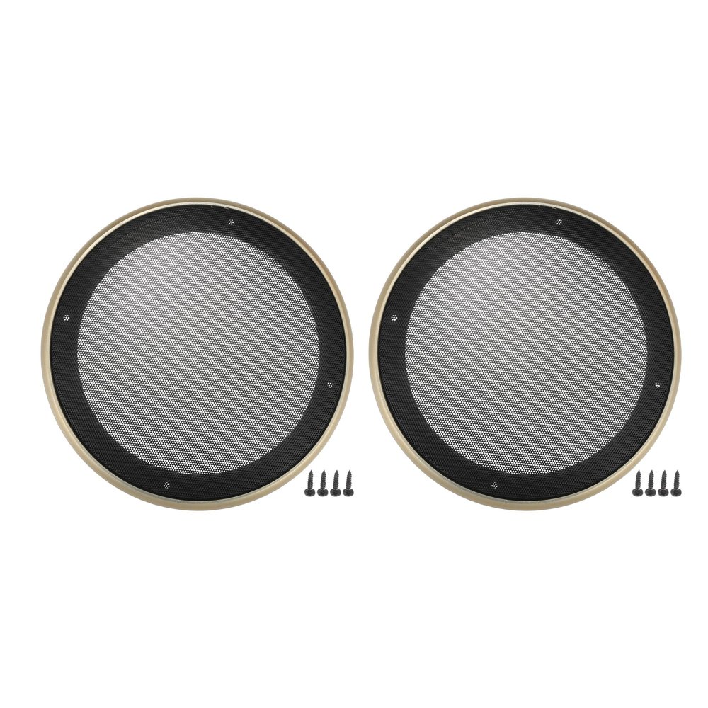 ACROPIX Universal 8" Car Speaker Grills Cover Mesh Round 8 Inch Audio Speaker Subwoofer Guard Protector Case with Mounting Screws Iron ABS Gold Tone Black - Pack of 2