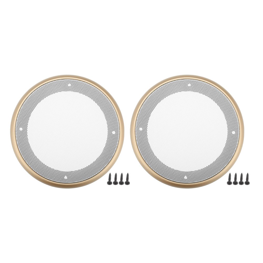 ACROPIX Universal 5" Car Speaker Grills Cover Mesh Round 5 Inch Audio Speaker Subwoofer Guard Protector Case with Mounting Screws Iron ABS Gold Tone White - Pack of 2