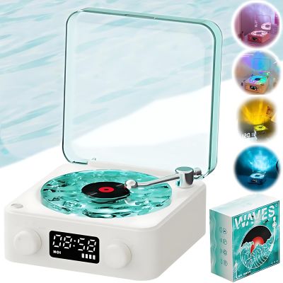 The Waves Vinyl Player,Waves Vintage Vinyl Record Player Bluetooth Speaker w Adjustable Ambient Lights,4Mode Wireless Wave Vinyls Record Player Retro Bluetooth Speaker Audio Turntable for Home(Green)