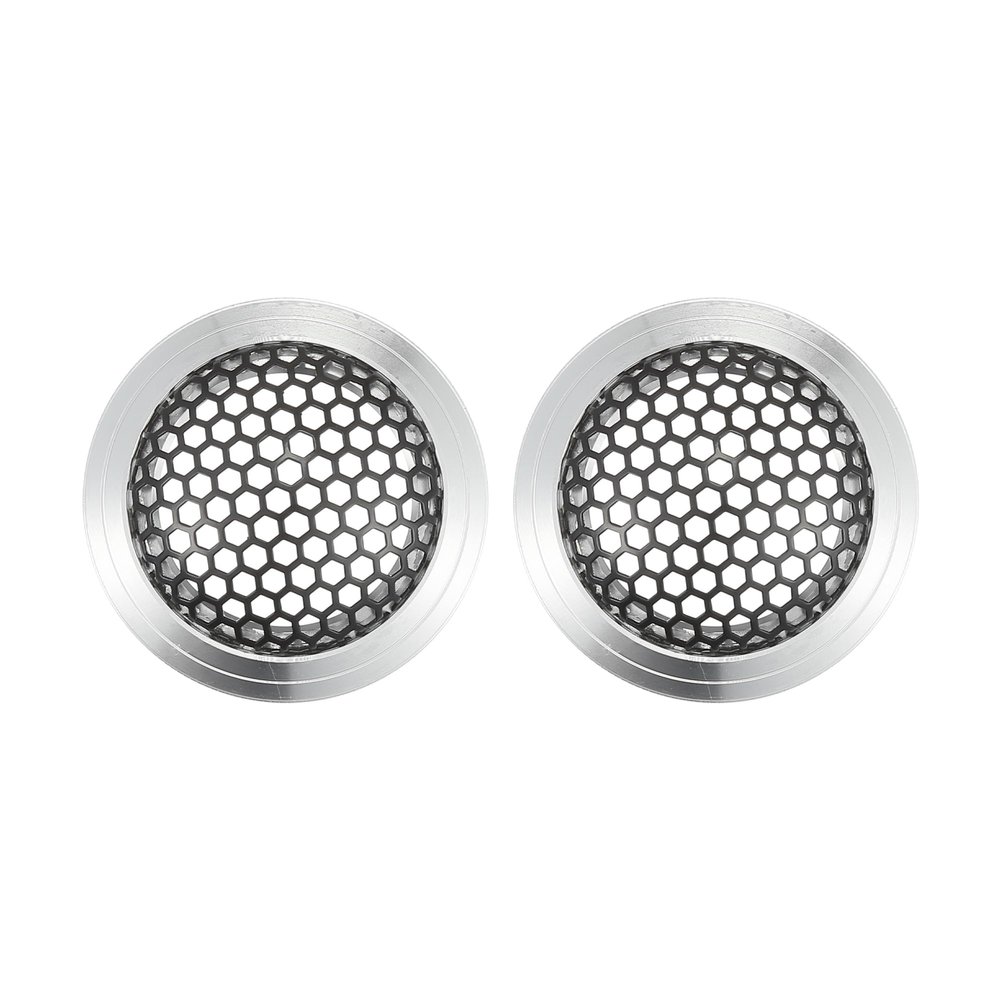 ACROPIX Universal 1.5" Car Speaker Grills Cover Mesh Round 1.5 Inch Audio Speaker Subwoofer Guard Protector Case Iron Aluminum Alloy Silver Tone Black - Pack of 2
