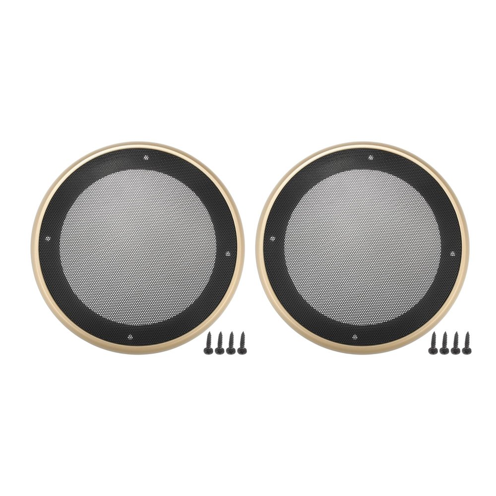ACROPIX Universal 6.5" Car Speaker Grills Cover Mesh Round 6.5 Inch Audio Speaker Subwoofer Guard Protector Case with Mounting Screws Iron ABS Gold Tone Black - Pack of 2
