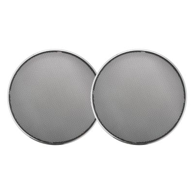 ACROPIX Universal 6" Car Speaker Grills Cover Mesh Round 6 Inch Audio Speaker Subwoofer Guard Protector Case Iron Plating Silver Tone Black - Pack of 2