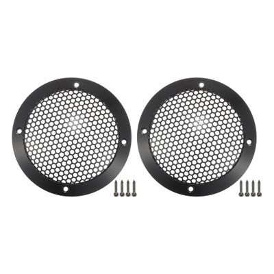 ACROPIX Universal 3" Car Speaker Grills Cover Mesh Round 3 Inch Audio Speaker Subwoofer Guard Protector Case with Mounting Screws Iron Aluminum Alloy Black - Pack of 2