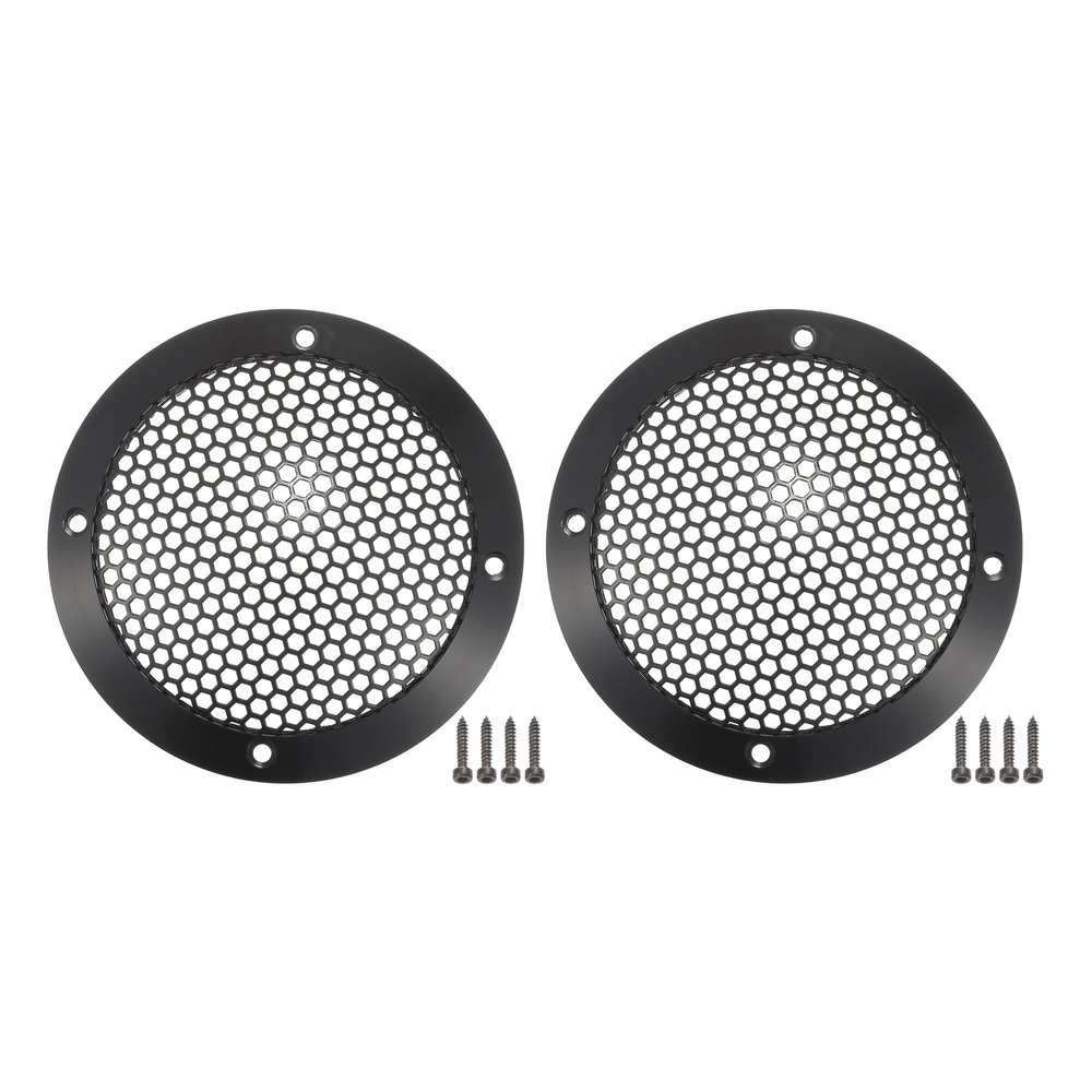 ACROPIX Universal 3" Car Speaker Grills Cover Mesh Round 3 Inch Audio Speaker Subwoofer Guard Protector Case with Mounting Screws Iron Aluminum Alloy Black - Pack of 2