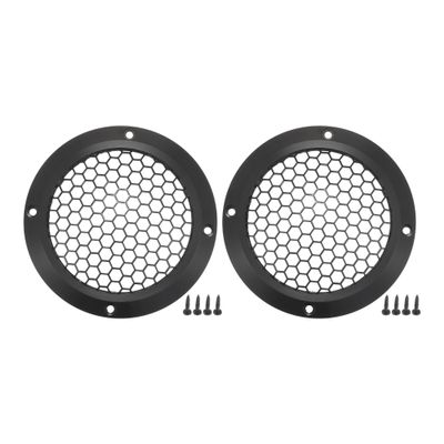 ACROPIX Universal 4" Car Speaker Grills Cover Mesh Round 4 Inch Audio Speaker Subwoofer Guard Protector Case with Mounting Screws Iron Aluminum Alloy Black - Pack of 2