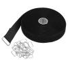 PATIKIL Hook and Loop Straps 1 in x 16 Ft with 25pcs Metal Buckle, Adjustable Cinch Straps Fastening Cable Straps for Bundling Storage Organization, Black view 1