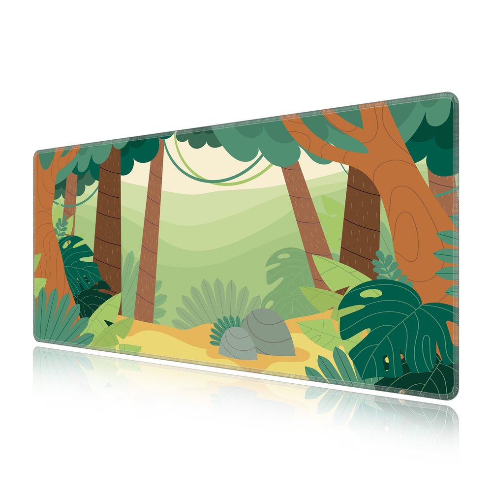 LL-COEUR Green Plant Extended Mouse Mat 27.5"x11.8"x0.12" Laptop Keyboard Pad with Non-Slip Rubber Base Long Desk Topper Mat for Gaming Office Home XXXL