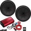 KICKER Subwoofers and Amp Package of 4 Items - 15" CompR 1600 Watt Subs, DS18 Class D Monoblock Amplifier (Red), and Complete 0AWG Wiring Kit 48CWR152(2)+FRP-3.5K/RD+AMPKIT0 view 1