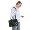 15.6 inch Slim Laptop Case with Strap Laptop Tote Bag Computer Messenger Bag Travel Essentials - Black And White Polka Dot view 4