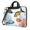 14 inch Slim Laptop Case with Strap Laptop Tote Bag Computer Messenger Bag Travel Essentials - colorful fish in the sea view 1